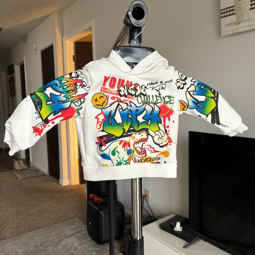 Kids Graffiti Hoodie - White